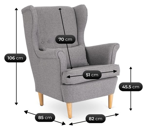 Křeslo s taburetkou Estefan (šedá). Akce -10%
