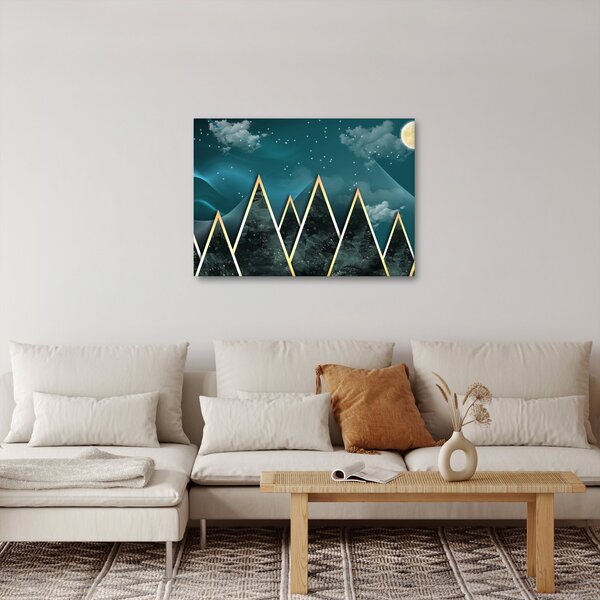 Obraz - Úplněk nad zlatými horami (70x50 cm)