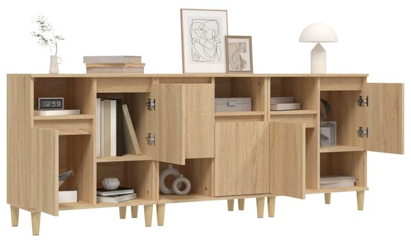 Příborníky 3 ks dub sonoma 60 x 35 x 70 cm kompozitní dřevo 3185738