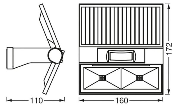 OSRAM LED solární nástěnné světlo ENDURA STYLE DOUBLE, senzor grafit, Hliník / šedá / zinek, Plast, Moderní