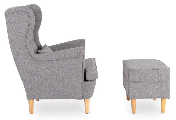 Křeslo s taburetkou Estefan (šedá). Akce -10%