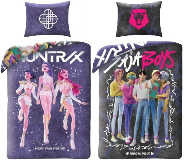 Ložní povlečení z mikrovlákna KPop Demon Hunters - HUNTR/X a Saja Boys - motiv For the Fans - 70x90 cm + 140x200 cm