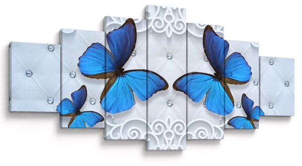 Obraz - Modří motýli (210x100 cm)