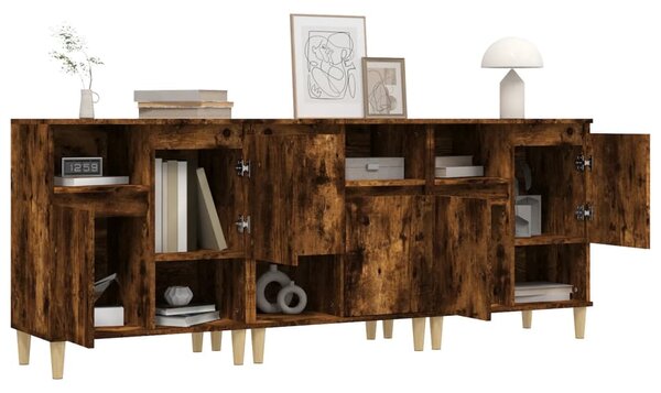 Příborníky 3 ks kouřový dub 60 x 35 x 70 cm kompozitní dřevo 3185740