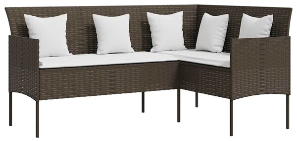 Zahradní sedací souprava ve tvaru L s poduškami polyratan hnědá 318583