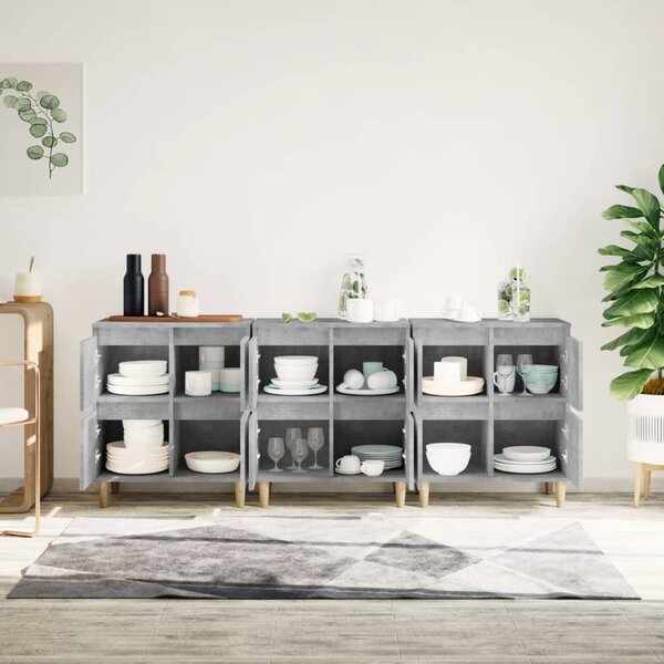 Příborníky 3 ks betonově šedé 60 x 35 x 70 cm kompozitní dřevo 3185771