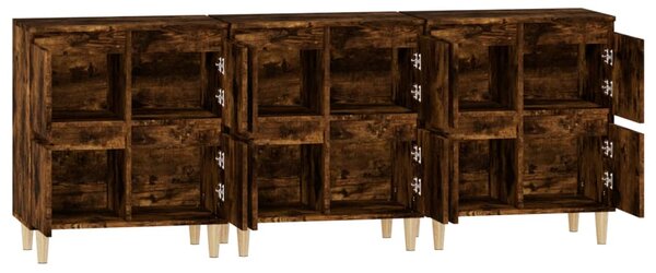 Příborníky 3 ks kouřový dub 60 x 35 x 70 cm kompozitní dřevo 3185772