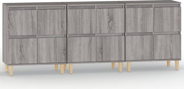Příborníky 3 ks šedé sonoma 60 x 35 x 70 cm kompozitní dřevo 3185773