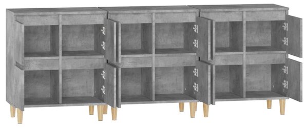 Příborníky 3 ks betonově šedé 60 x 35 x 70 cm kompozitní dřevo 3185771