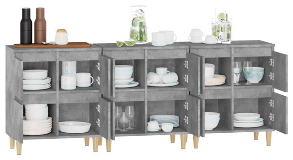 Příborníky 3 ks betonově šedé 60 x 35 x 70 cm kompozitní dřevo 3185771