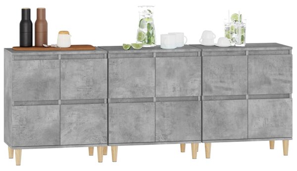 Příborníky 3 ks betonově šedé 60 x 35 x 70 cm kompozitní dřevo 3185771