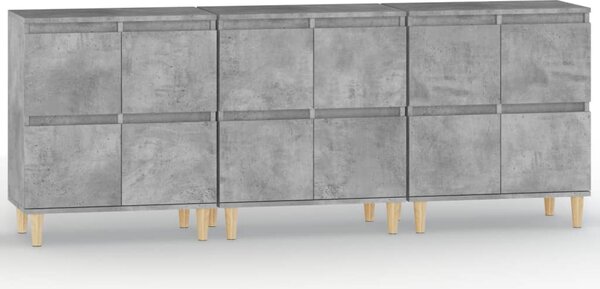 Příborníky 3 ks betonově šedé 60 x 35 x 70 cm kompozitní dřevo 3185771