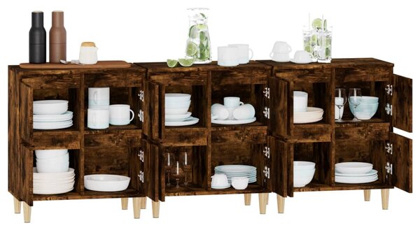 Příborníky 3 ks kouřový dub 60 x 35 x 70 cm kompozitní dřevo 3185772