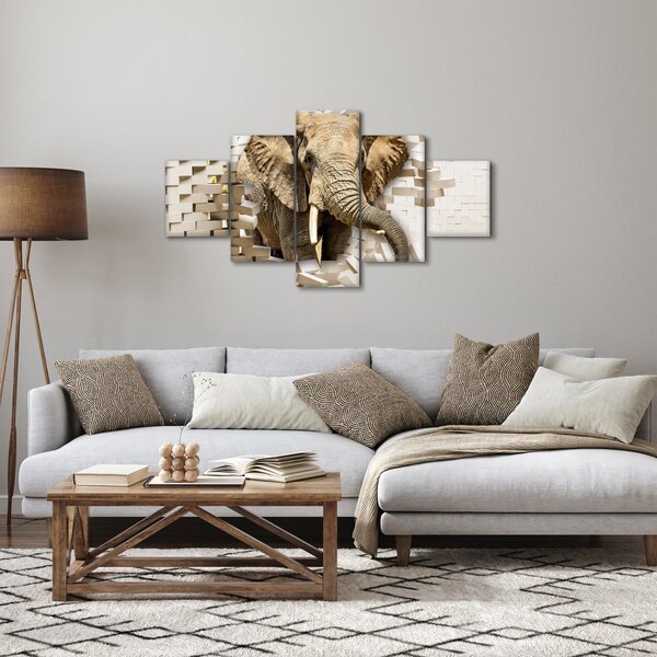 Obraz - Slon prorážející zeď (125x70 cm)