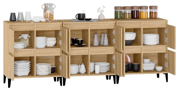 Příborníky 3 ks dub sonoma 60 x 35 x 70 cm kompozitní dřevo 3185778