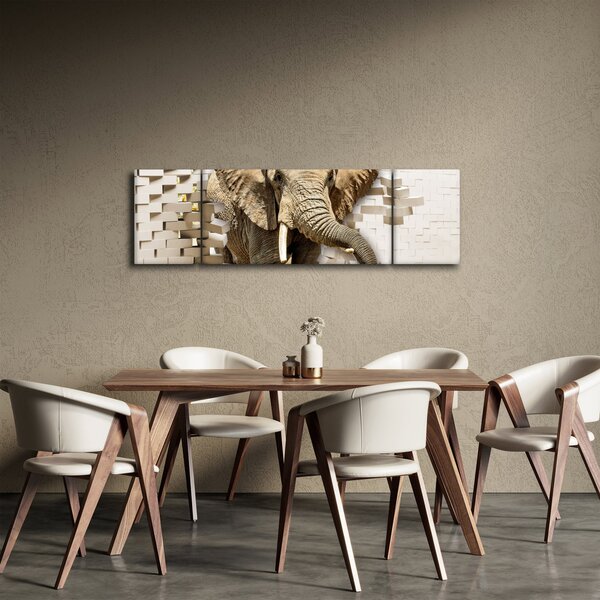 Obraz - Slon prorážející zeď (170x50 cm)