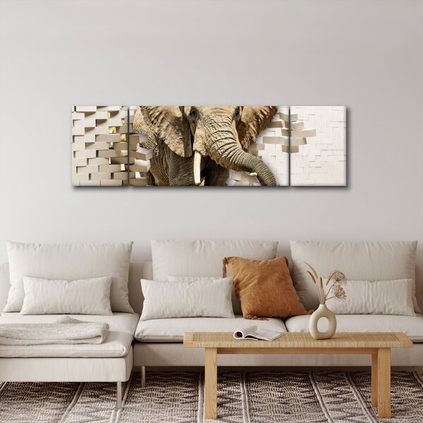 Obraz - Slon prorážející zeď (170x50 cm)