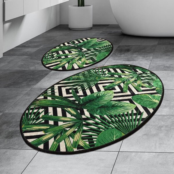 SADA 2x Koupelnová předložka TROPIC 60/100 cm zelená