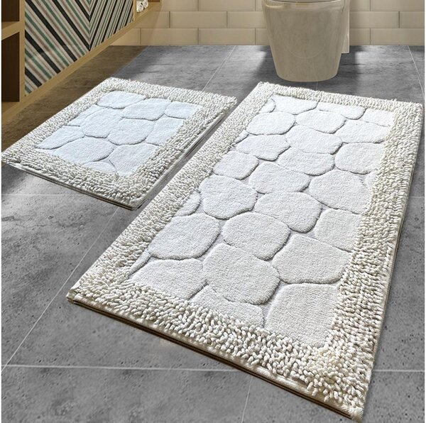 SADA 2x Koupelnová předložka STONE 60/100 cm bílá