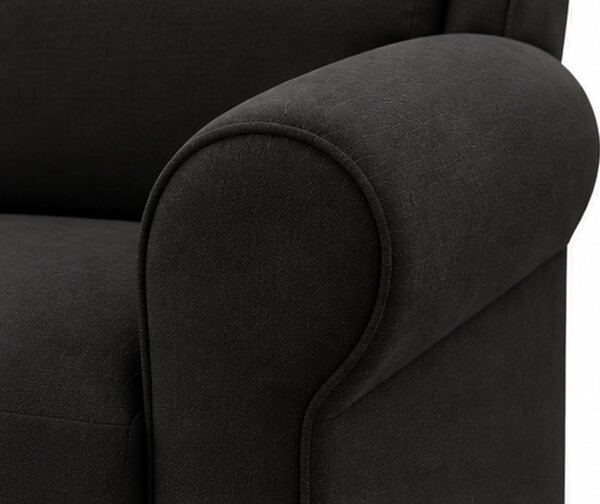 Křeslo relaxační, odpočinkové, ušák, dřevo/textil, 101x95x75 cm, přírodní/černá, Dekorino VILAR