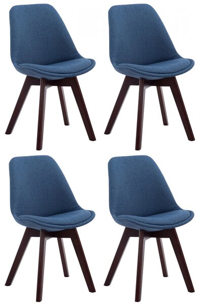 Židle Borne V2 látka (SET 4 ks), dřevené nohy ořech - Modrá