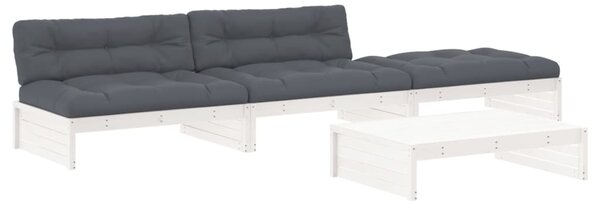 4dílná zahradní sedací souprava s poduškami bílá masivní dřevo 3186138