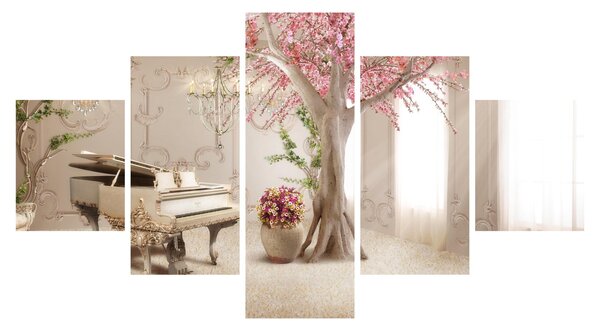 Obraz - Snový interiér s klavírem (125x70 cm)