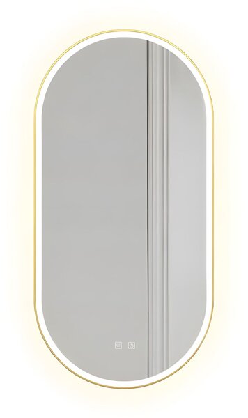 Zrcadlo LED OVL 50x100cm Brush Gold
