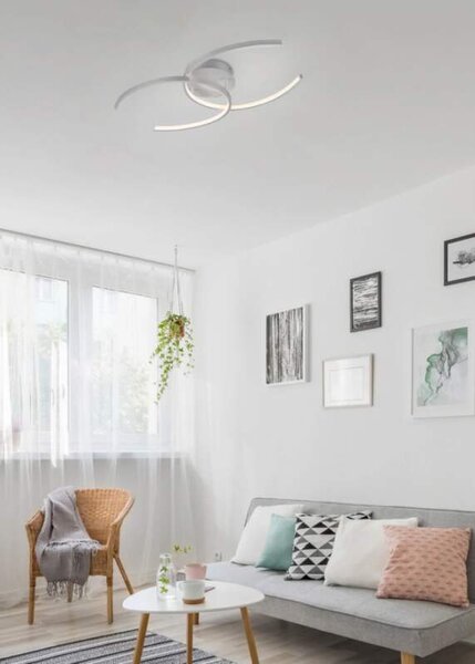 Trio Leuchten R67011187 COCOS - Stropní lustr stmívatelný klasickým vypínačem, LED 20W, 3000K, 2600lm, 70 x 38cm (Moderní stropní lustr s příjemnou teplou barvou světla, montura ve stříbrné barvě)