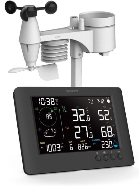 Sencor - Profes. meteostanice s LCD displejem a budíkem 5V/1xCR2032 + 3xAA Wi-Fi