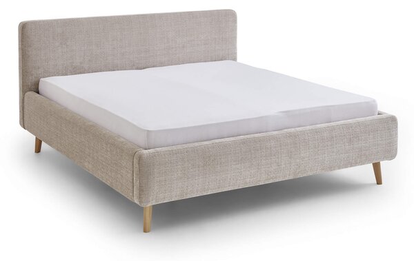 Dvoulůžková postel taupe 140 x 200 cm chenille béžová
