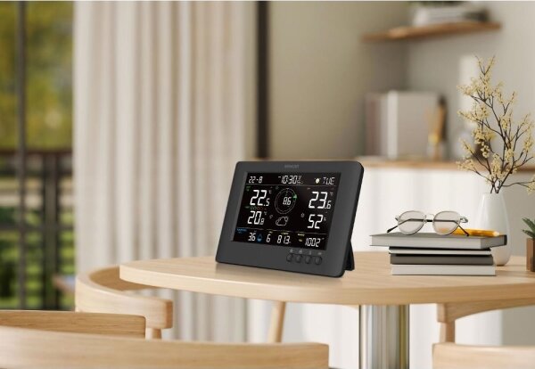 Sencor - Profesionální meteostanice s LCD displejem a budíkem 5V/1xCR2032 + 3xAA