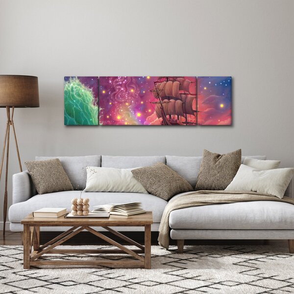 Obraz - Loď s vesmírnou oblohou (170x50 cm)