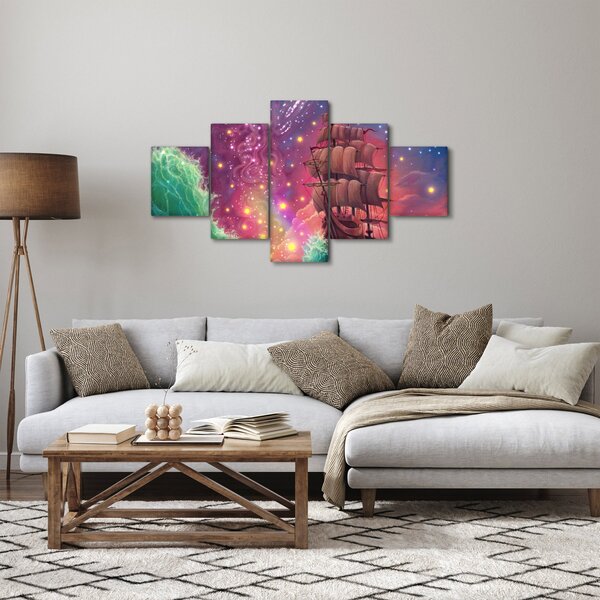 Obraz - Loď s vesmírnou oblohou (125x70 cm)