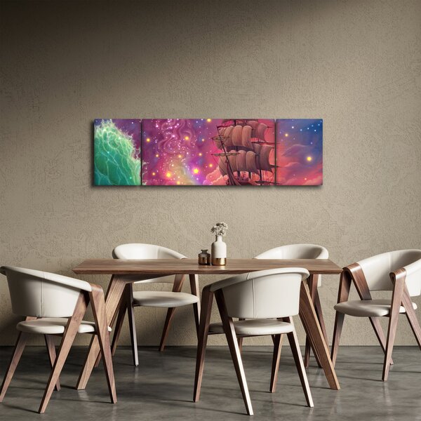 Obraz - Loď s vesmírnou oblohou (170x50 cm)