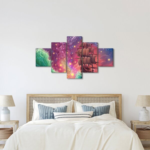Obraz - Loď s vesmírnou oblohou (125x70 cm)