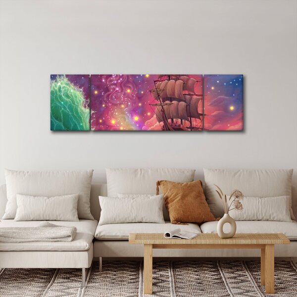 Obraz - Loď s vesmírnou oblohou (170x50 cm)