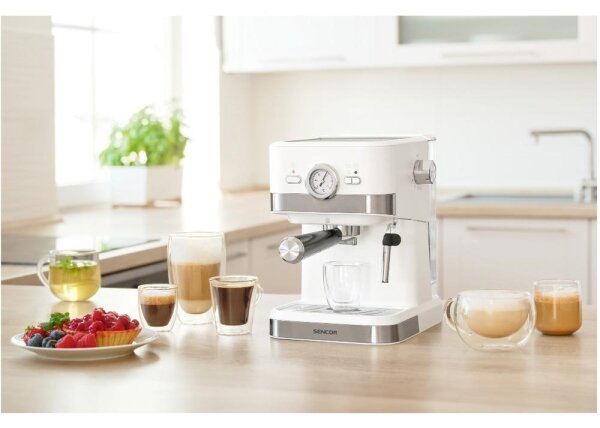 Sencor - Pákový kávovar espresso 1050W/230V bílá/matný chrom