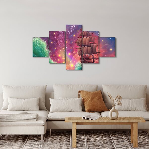 Obraz - Loď s vesmírnou oblohou (125x70 cm)