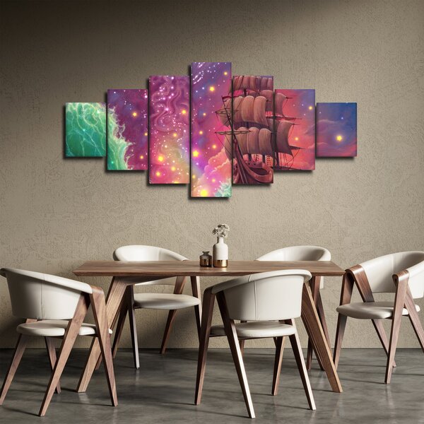 Obraz - Loď s vesmírnou oblohou (210x100 cm)