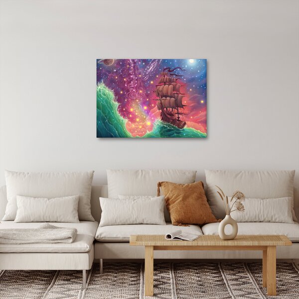 Obraz - Loď s vesmírnou oblohou (70x50 cm)