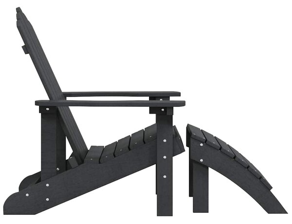 Zahradní křeslo Adirondack s podnožkou HDPE antracitové 318646