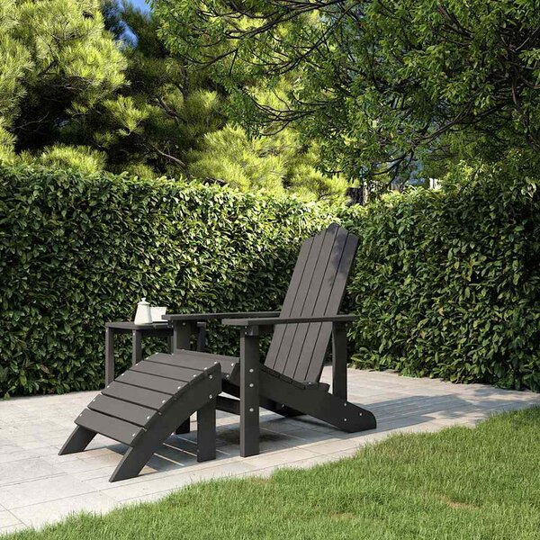 Zahradní křeslo Adirondack s podnožkou HDPE antracitové 318646