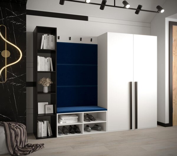 Předsíňová stěna Miro 4 - bílá Barva: Černá - Manila 18