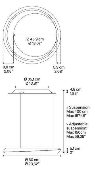 Lodes 19921 6727 Tidal, kulaté závěsné svítidlo LED 33W 2700K, hnědá/bílá, průměr 60cm, TRIAC