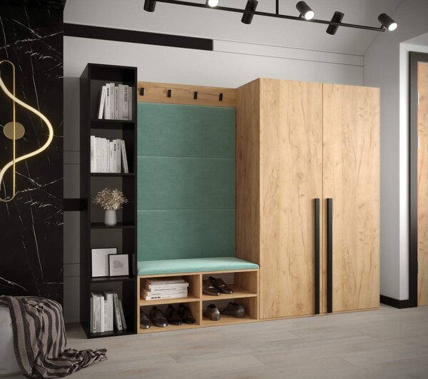 Předsíňová stěna Miro 4 - dub Craft Barva: Tmavě šedá - Manila 16