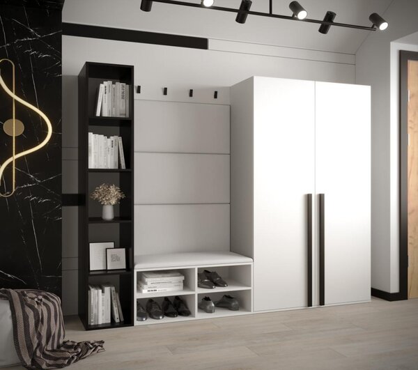Předsíňová stěna Miro 4 - bílá Barva: Černá - Manila 18