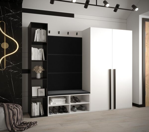 Předsíňová stěna Miro 4 - bílá Barva: Černá - Manila 18