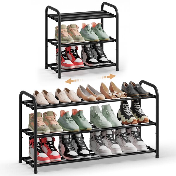 SONGMICS Roztahovací botník 45-82 cm 3 patra černá