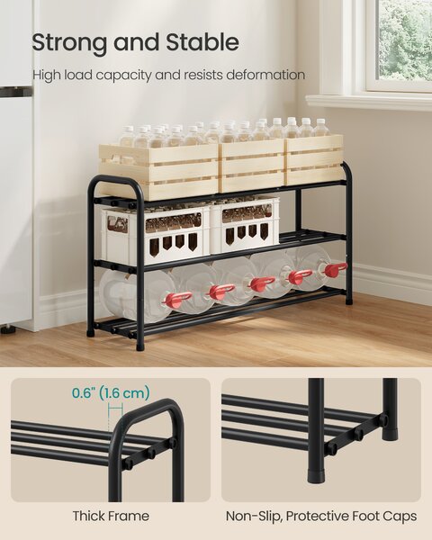 SONGMICS Roztahovací botník 45-82 cm 3 patra černá
